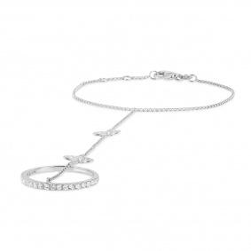 White Gold Diamond Butterfly Ring Bracelet